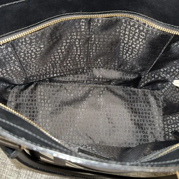 Kate Spade Bag Vegan Leather Black and White Checker Geometric Tote - Picture 12 of 17